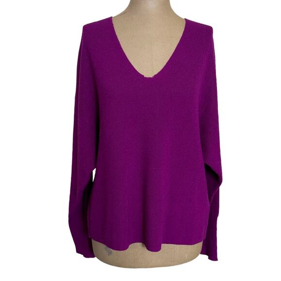 Eileen Fisher size XS Sweater Pink 100% Merino Wool V Neck Pullover - Picture 1 of 6